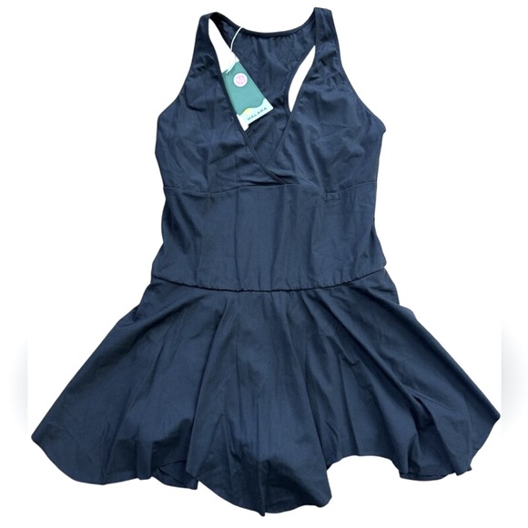 Halara Deep V Neck Racerback 2-in-1 Side Pocket Flare Mini Casual Dress - Picture 8 of 12